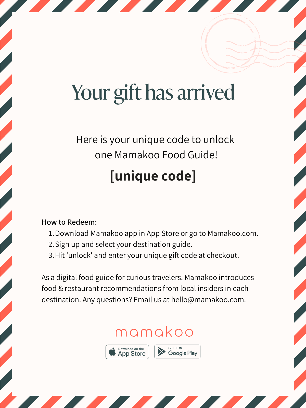 Mamakoo gift a guide template