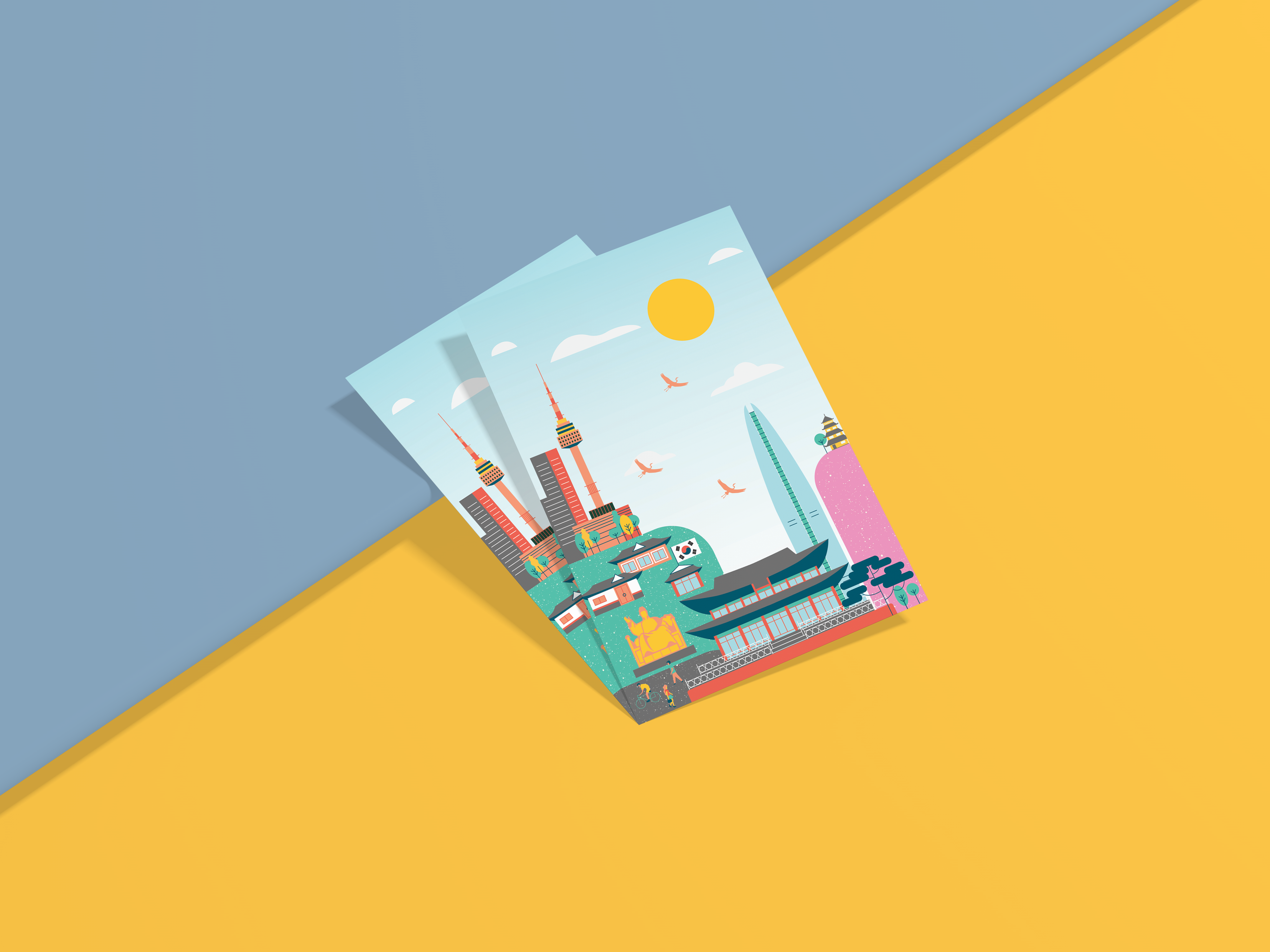 Seoul Illustration Postcard